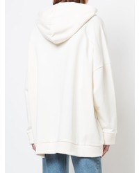 weißer bestickter Pullover mit einer Kapuze von Mira Mikati