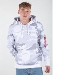 weißer Camouflage Pullover mit einem Kapuze von Alpha Industries