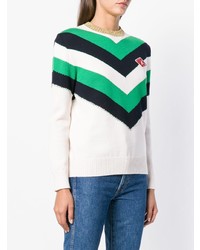 weißer Pullover mit einem Rundhalsausschnitt mit Chevron-Muster von Gucci