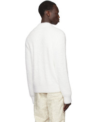 weißer flauschiger Pullover mit einem Reißverschluß von Craig Green