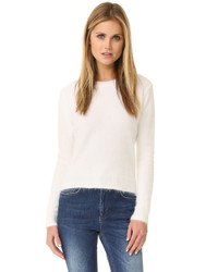 weißer flauschiger Pullover mit einem Rundhalsausschnitt von Anine Bing