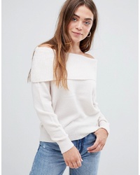 weißer flauschiger Pullover mit einem Rundhalsausschnitt von ASOS DESIGN