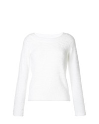 weißer flauschiger Pullover mit einem Rundhalsausschnitt von GUILD PRIME