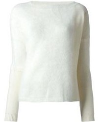weißer flauschiger Pullover mit einem Rundhalsausschnitt von Pinko