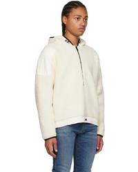 weißer Fleece-Pullover mit einem Kapuze von Zegna