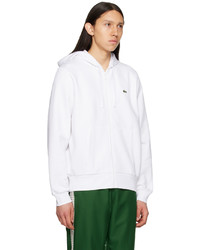 weißer Fleece-Pullover mit einem Kapuze von Lacoste