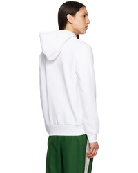 weißer Fleece-Pullover mit einem Kapuze von Lacoste