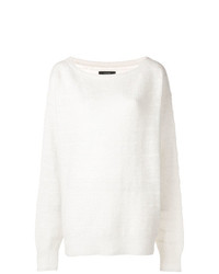 weißer horizontal gestreifter Oversize Pullover von Amiri