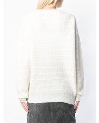 weißer horizontal gestreifter Oversize Pullover von Amiri