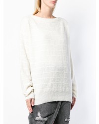 weißer horizontal gestreifter Oversize Pullover von Amiri