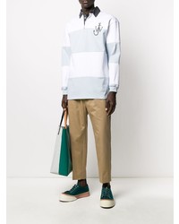 weißer horizontal gestreifter Polo Pullover von JW Anderson