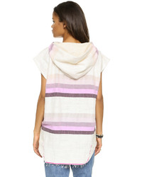 weißer horizontal gestreifter Poncho von Lemlem