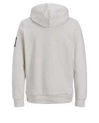 weißer horizontal gestreifter Pullover mit einem Kapuze von Jack & Jones