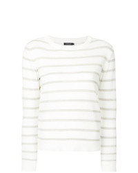 weißer horizontal gestreifter Pullover mit einem Rundhalsausschnitt von Loveless