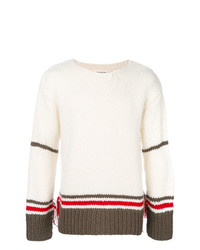 weißer horizontal gestreifter Pullover mit einem Rundhalsausschnitt von Maison Margiela