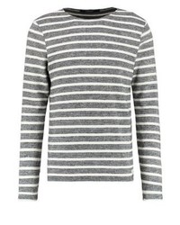 weißer horizontal gestreifter Pullover mit einem Rundhalsausschnitt von Scotch & Soda