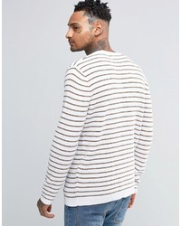 weißer horizontal gestreifter Pullover mit einem Rundhalsausschnitt von Asos