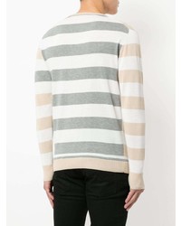 weißer horizontal gestreifter Pullover mit einem Rundhalsausschnitt von Loveless