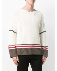 weißer horizontal gestreifter Pullover mit einem Rundhalsausschnitt von Maison Margiela