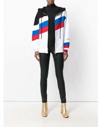 weißer horizontal gestreifter Pullover mit einer Kapuze von Alexandre Vauthier