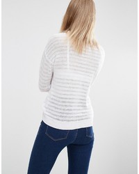 weißer horizontal gestreifter Pullover von Minimum