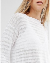 weißer horizontal gestreifter Pullover von Minimum