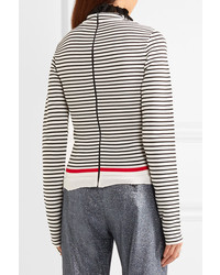 weißer horizontal gestreifter Rollkragenpullover von MSGM