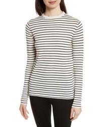 weißer horizontal gestreifter Seidepullover