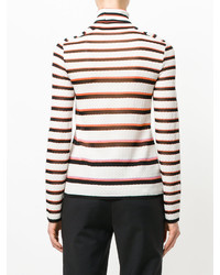 weißer horizontal gestreifter Wollrollkragenpullover von Missoni