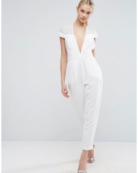 weißer Jumpsuit aus Samt von Asos