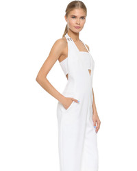 weißer Jumpsuit mit Ausschnitten von Thierry Mugler