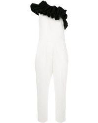 weißer Jumpsuit mit Rüschen von MSGM