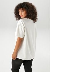 weißer Kurzarmpullover von Aniston PLUS