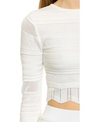 weißer kurzer Pullover von Torn By Ronny Kobo