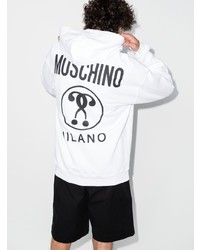 weißer Lederpullover mit einem kapuze von Moschino