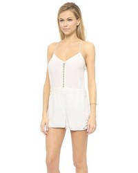 weißer Leinen kurzer Jumpsuit von Saylor