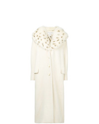 weißer Mantel mit einem Pelzkragen von Christian Dior Vintage