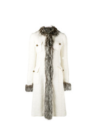 weißer Mantel mit einem Pelzkragen von Dolce & Gabbana Vintage