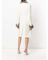weißer Mantel mit einem Pelzkragen von Dolce & Gabbana Vintage