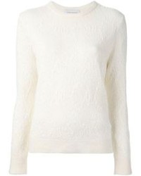 weißer Mohair Pullover mit einem Rundhalsausschnitt