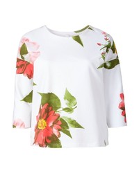 weißer Oversize Pullover mit Blumenmuster von SHEEGO CASUAL