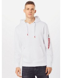 weißer Pullover mit einem Kapuze von Alpha Industries