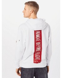 weißer Pullover mit einem Kapuze von Alpha Industries