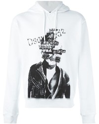 weißer Pullover mit einem Kapuze von DSQUARED2