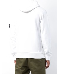 weißer Pullover mit einem Kapuze von Stone Island