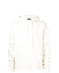 weißer Pullover mit einem Kapuze von Raf Simons