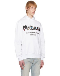weißer Pullover mit einem Kapuze von Alexander McQueen