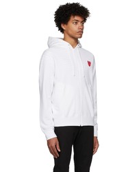 weißer Pullover mit einem Kapuze von Comme Des Garcons Play