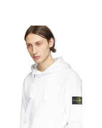 weißer Pullover mit einem Kapuze von Stone Island