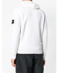 weißer Pullover mit einem Kapuze von Stone Island